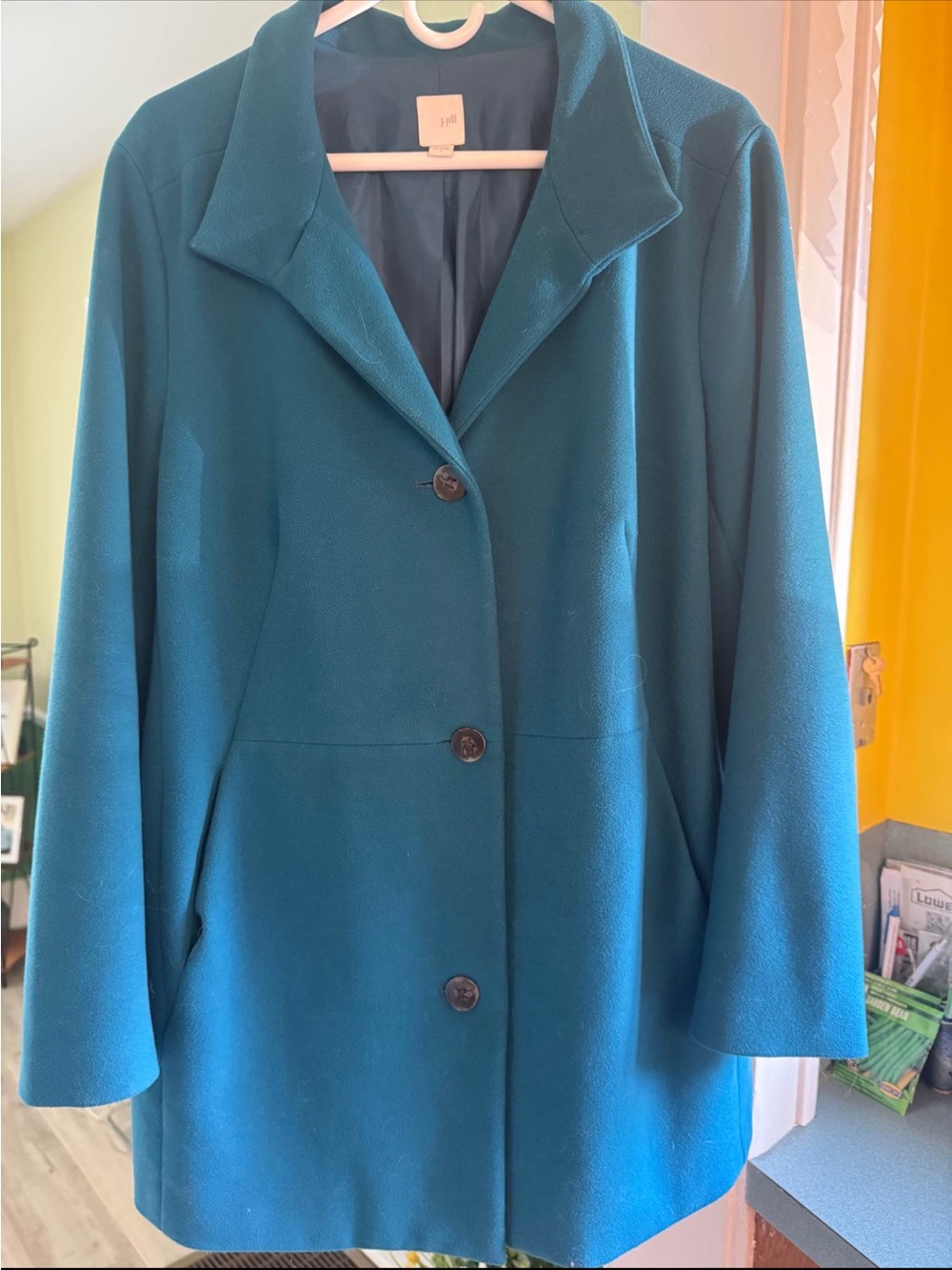 JJill Women's Teal Single-Breasted Coat
